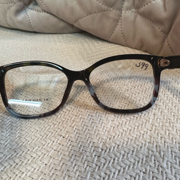 Burberry deep black, blue colors with silver accents square prescription frame - Picture 6 of 10